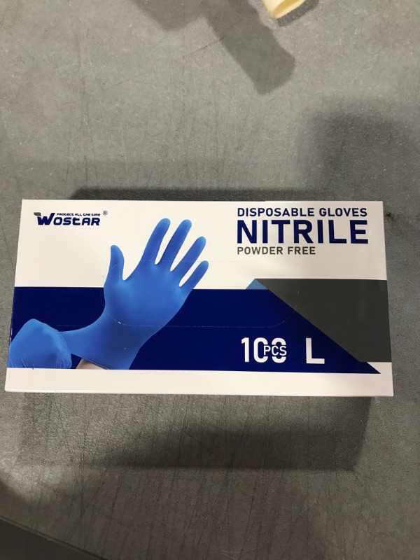 Photo 2 of Wostar Nitrile Disposable Gloves 4Mil Powder Latex Free Disposable Non-Sterile Nitrile Exam Gloves Large
