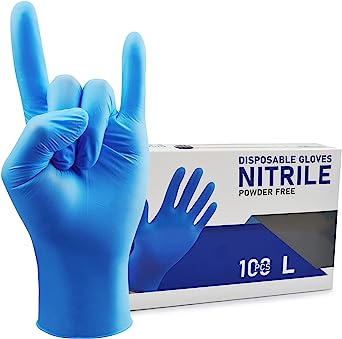 Photo 1 of Wostar Nitrile Disposable Gloves 4Mil Powder Latex Free Disposable Non-Sterile Nitrile Exam Gloves Large