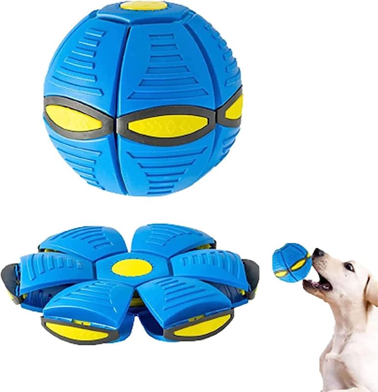 Photo 1 of GORGOU Pet Toy Flying Saucer Ball for Dog- Light OwowPet Magic Ball Dog Toy Balls Interactive Herding Decompression Pet Toys for Kids Outdoor (Blue)