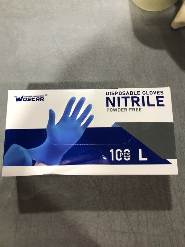 Photo 2 of Wostar Nitrile Disposable Gloves 4Mil Powder Latex Free Disposable Non-Sterile Nitrile Exam Gloves Dark Blue Large 4mil 100pcs Large (Pack of 100)