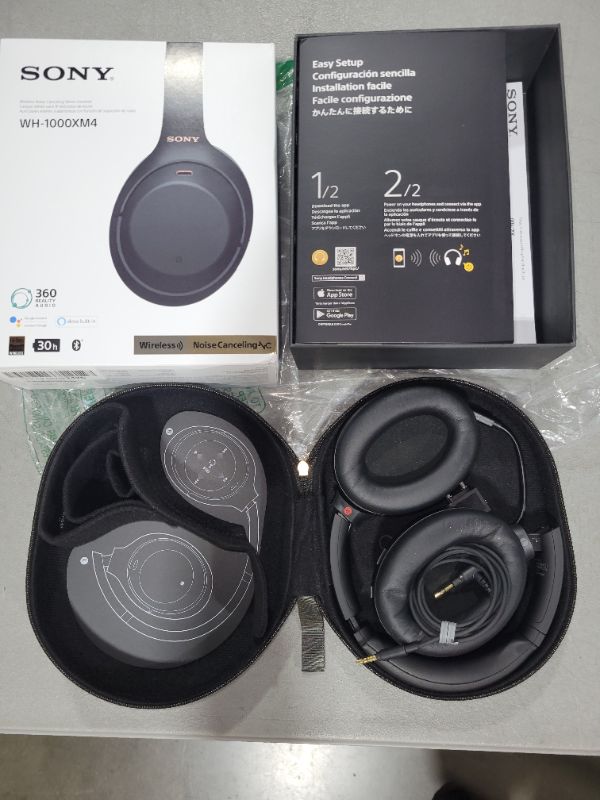 Photo 2 of Sony WH-1000XM4 Wireless Premium Noise Canceling Overhead Headphones with Mic for Phone-Call and Alexa Voice Control, Black WH1000XM4