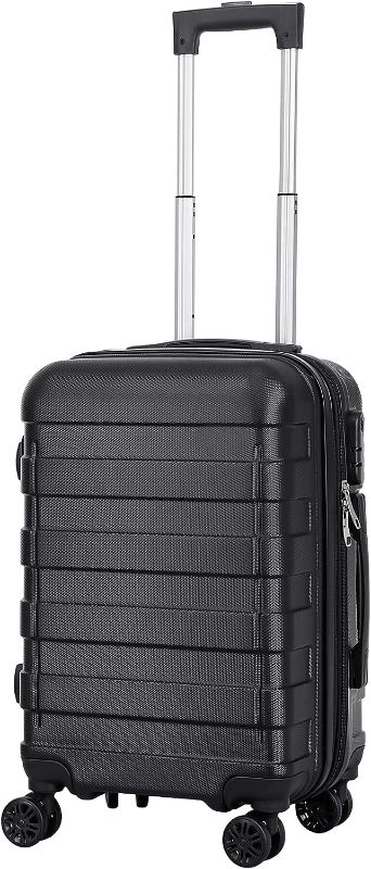 Photo 1 of 21 Inch Carry On Luggage Hardside Suitcase with Wheels Lightweight Expandable Spinner with Height Adjustable Handle and Side Feet for Business Trips and Travel, Black 