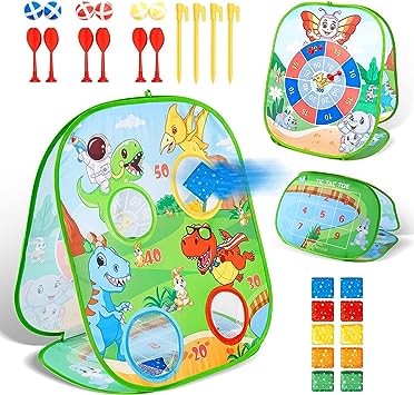 Photo 1 of Bean Bag Toss Game for Kids, Animal Dinosaur Cornhole Kids Summer Outdoor Play Game and Party Supplies Toy Birthday Gifts for Toddler Boys Girls Age 2-8year olds
