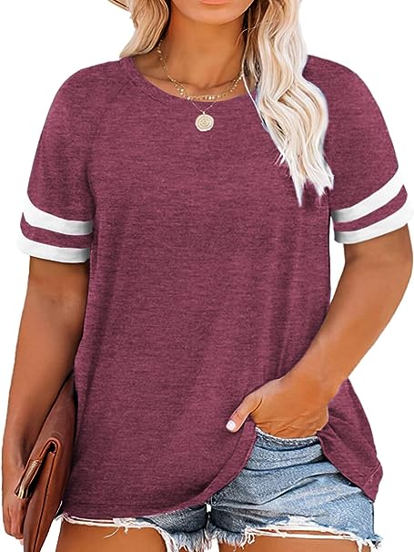 Photo 1 of DOLNINE Womens Plus Size Tops Short Sleeve Summer T Shirts Casual Tunics 18W
