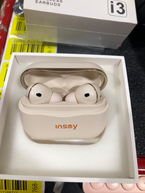 Photo 2 of INSMY Wireless Earbuds, Hybrid Active Noise Cancelling Earphones 6 Mics for Clear Calls Authentic Audio Big Bass, 36H Playtime Bluetooth in-Ear Headphones ANC/Ambient Mode Upgraded (Oat White)
