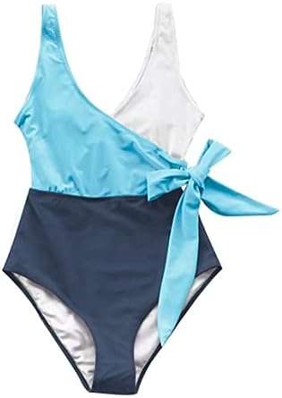 Photo 1 of ZoeAce Girls One Piece Swimsuits Color Block Beach Bathing Suit Wrap Bow Tie Side Cute Sun Protection Swimwear  10-12 Years 