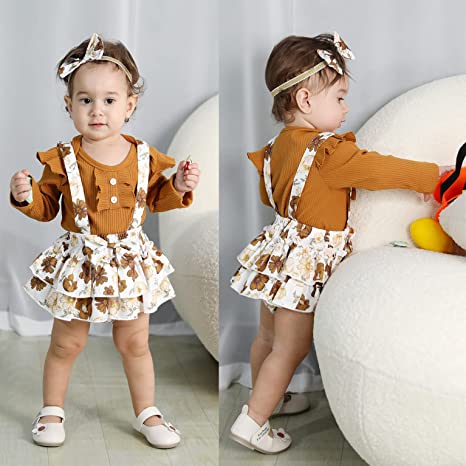 Photo 1 of YOUNGER STAR Newborn Infant Baby Girl Clothes Romper Set Floral Outfits Cute Suspender Shorts Headband 3PCS Outfit Set 0-3months