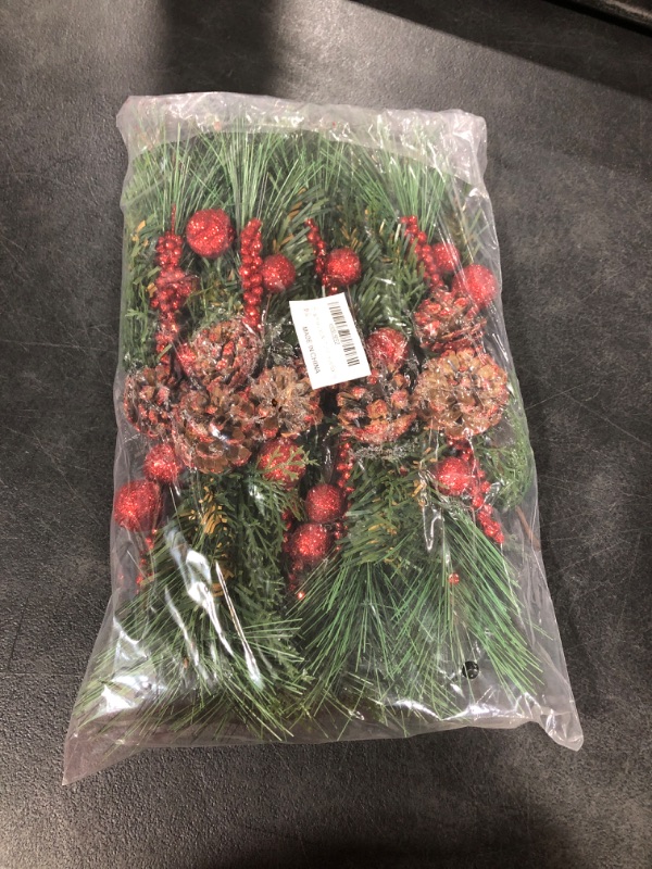 Photo 2 of 8Pcs Christmas Stems Artificial Flowers Bouquet, 11.4'' Christmas Floral Picks with Pine Cones, Poinsettia, Pine Picks Branches for Vase Harvest Wedding Christmas Centerpiece Home Decor 