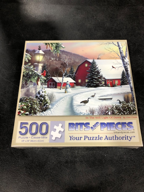 Photo 2 of Bits and Pieces - 500 Piece Jigsaw Puzzle for Adults – ‘in The Still Light of Dawn’ 500 pc Large Piece Winter Jigsaw by Artist Alan Giana - 16" x 20" Dawn 500pc Puzzle