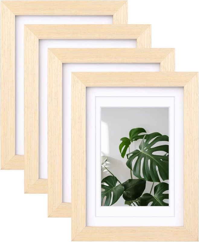 Photo 1 of 5x7 Picture Frames Made of Solid Wood with Plexiglass, Display Pictures (4pcs)