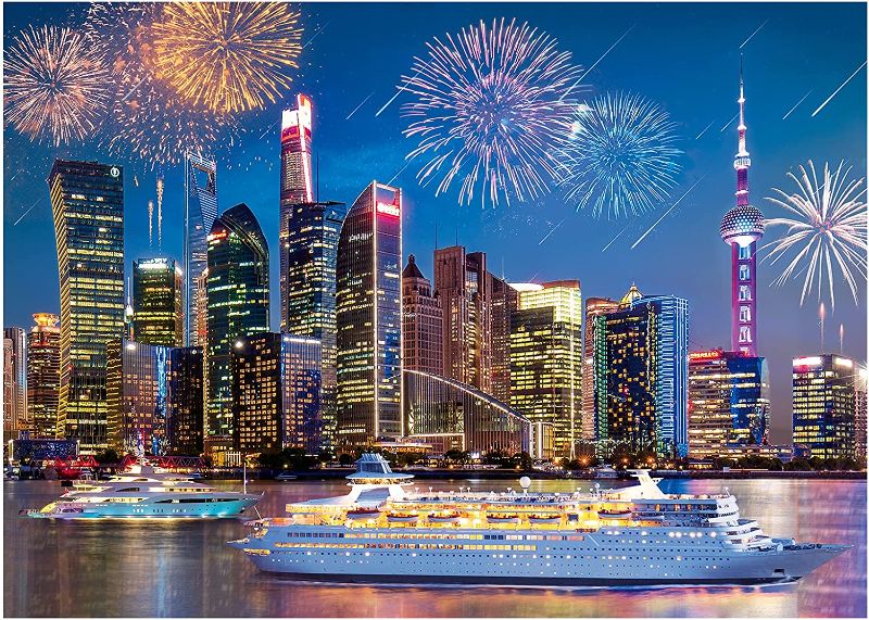 Photo 1 of 1000 Piece Jigsaw Puzzle for Adults - 27x20 inch HD Quality Cityscape Night View Puzzle,Every Piece Unique,Educational Game for Family Kids. Great Birthday Holiday Christmas Decoration Gift.