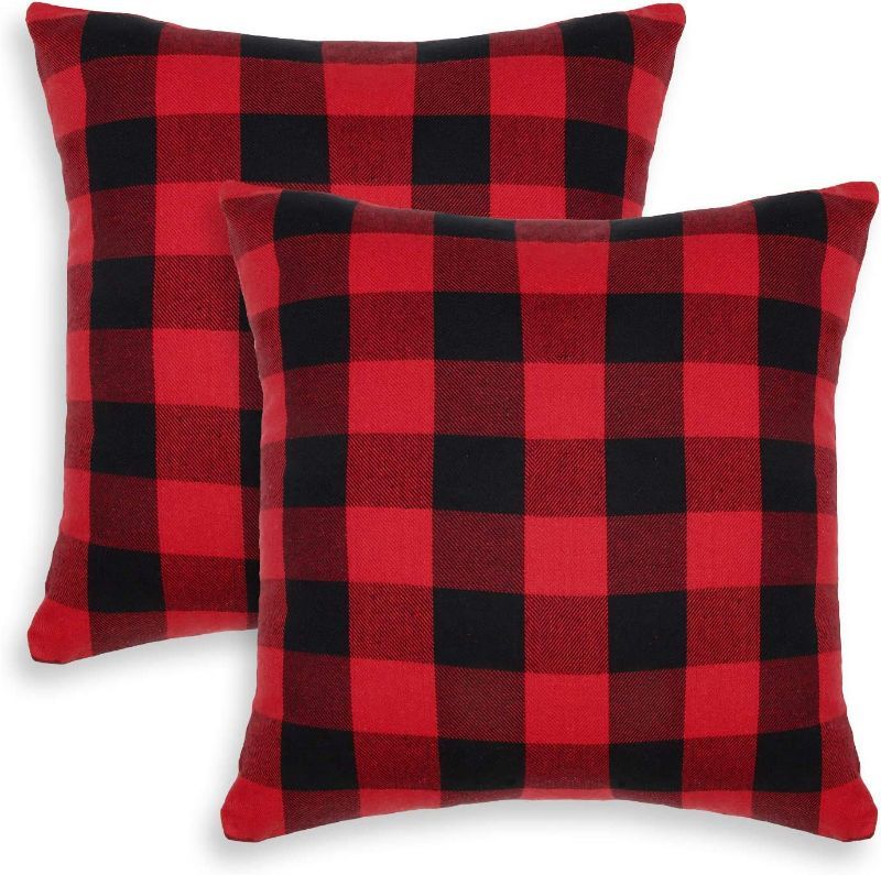 Photo 1 of 18*18" Plaid Red and Black Pillow Cases