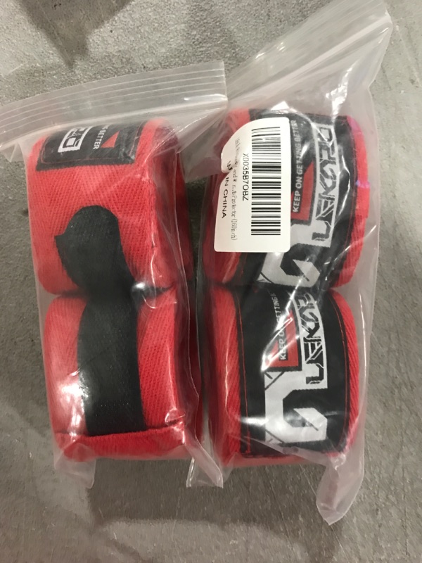 Photo 2 of [2 Pack] LEKÄRO Boxing Hand Wraps,Professional Wrist Wraps for Boxing,Handwraps for Martial Arts Kickboxing Muay Thai MMA Training Sparring Inner Gloves for Men & Women Mitts Protector (4 Meter) Red