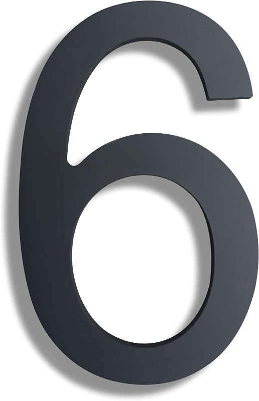 Photo 1 of 8 Inch Black Modern Metal House Numbers Floating Large Address House Number Stainless Steel Outside House Number 6
