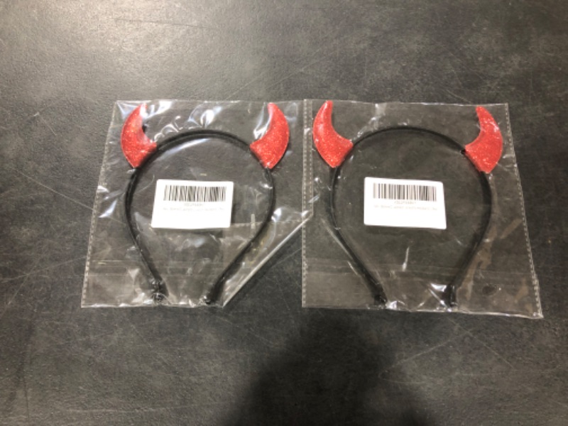 Photo 2 of Bonnie Z. Leonardo Glitter Devil Horns Headband G Red 2 pack 