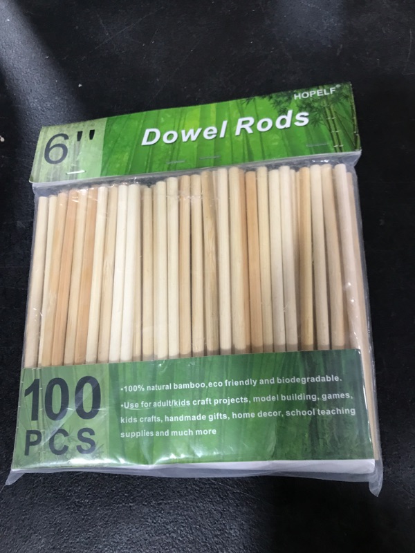 Photo 2 of 100PCS Dowel Rods Wood Sticks Wooden Dowel Rods - 1/4 x 6 Inch Unfinished Bamboo Sticks - for Crafts and DIYers 1/4" x 6" 100