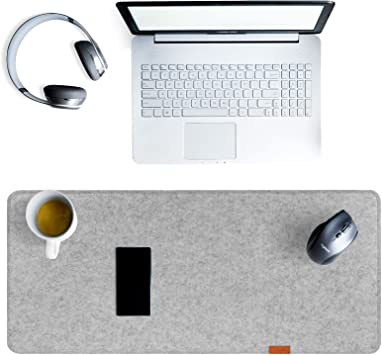 Photo 1 of Felt Desk Pad Office Desk Mat Gray Mouse Pad Non-Slip Desk Protector Mats Gaming Mouse Pad Keyboard and Mouse Mat Laptop Keyboard Cover (Light Grey, 90×30cm) https://a.co/d/e4PhKOF