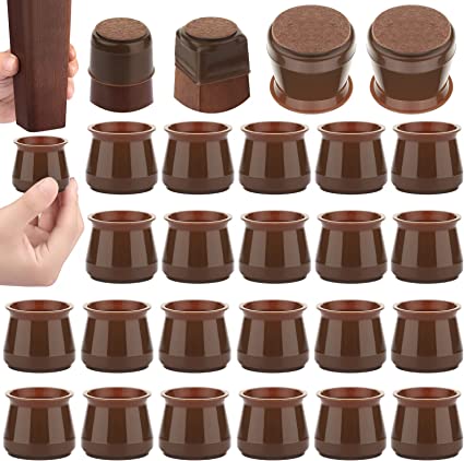 Photo 1 of 24 Pcs Chair Leg Floor Protectors for Furniture Pads for Hardwood Floors Protecting Floors from Scratches and Noise, Smooth Free Moving for Chair Fee(Brown)
