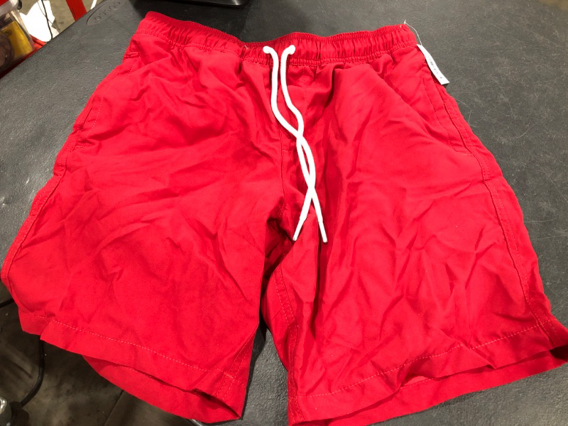 Photo 1 of Amazon Essentials Men's 9" Quick-Dry Swim Trunk Medium Red