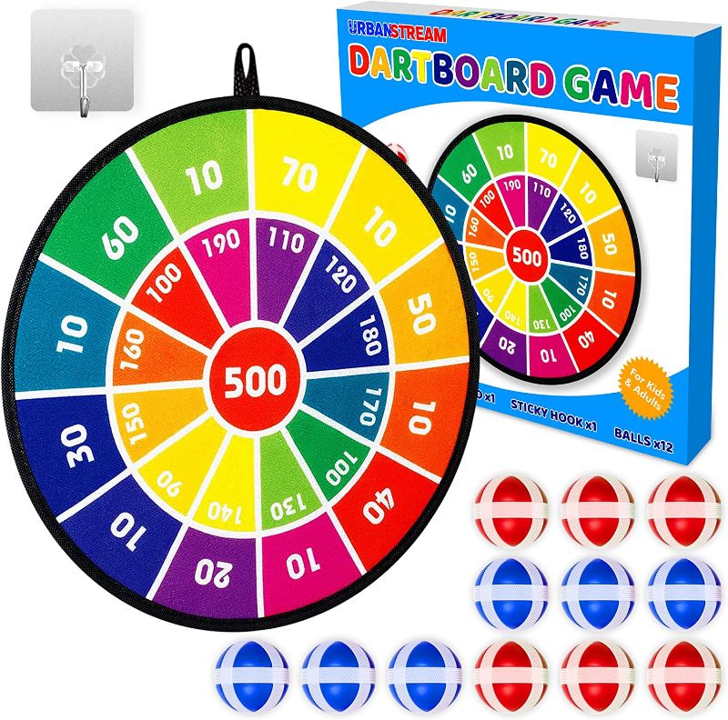 Photo 1 of Dart Board for Kids -Dart Game with 12 Sticky Balls  Indoor Sport Outdoor Toys Play Games, 13,8 inch Fabric Kids Dart Board Birthday Gifts for Kids