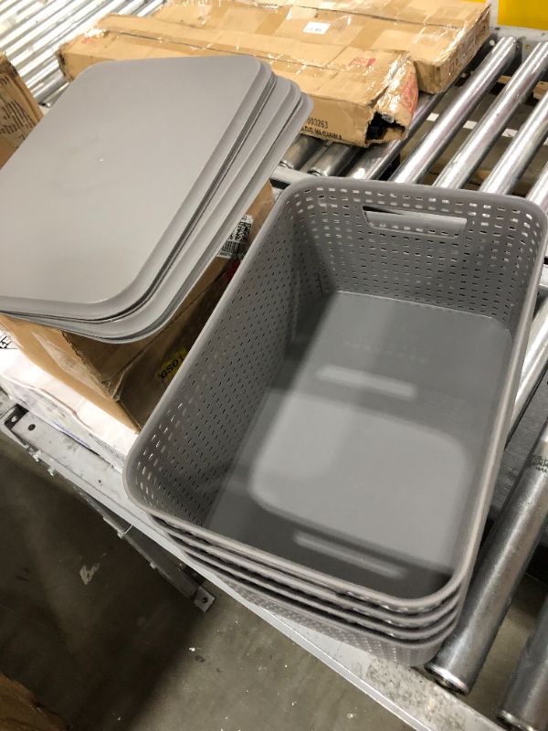 Photo 1 of 4 Plastic Bins With Lids 