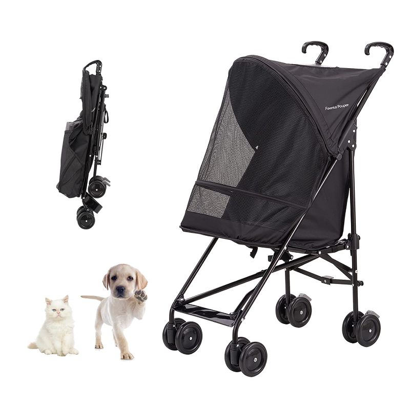 Photo 1 of Favonius poupee Lightweight Pet Stroller,Dog Stroller for Small Dogs & Cats, Compact Portable Travel Cat Dog Stroller (Black)
