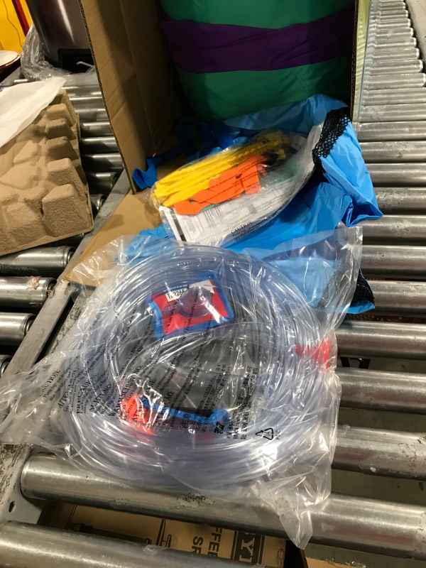 Photo 1 of Sunny & Fun Four Corner Inflatable Water Slide Park – Heavy-Duty for Outdoor Fun - Climbing Wall, Slide & Deep Pool – Easy to Set Up & Inflate with Included Air Pump & Carrying Case Purple - 204.7 x 144.2 x 82.7 inches
