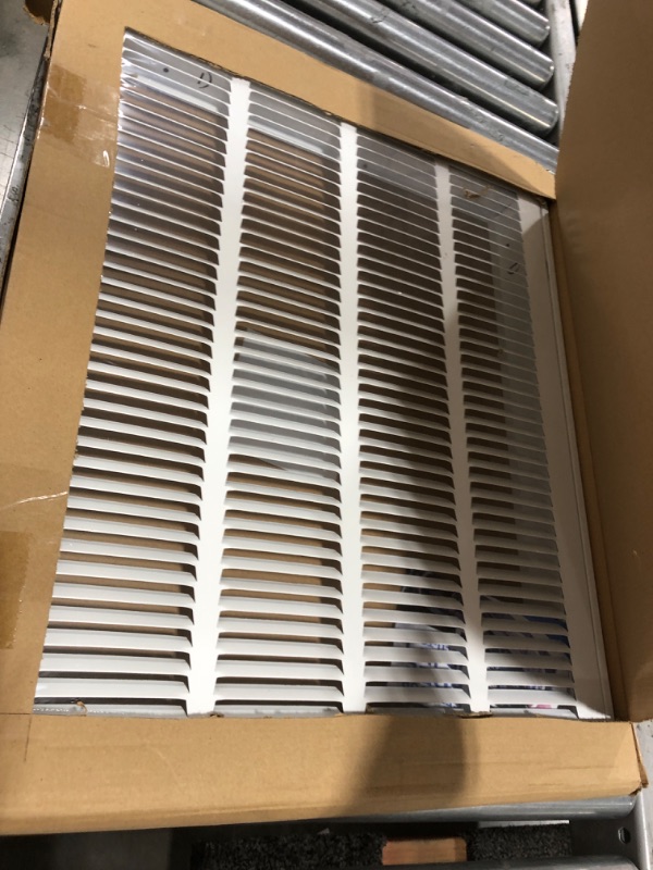 Photo 2 of 10" X 18" Steel Return Air Filter Grille for 1" Filter - Easy Plastic Tabs for Removable Face/Door - HVAC DUCT COVER - Flat Stamped Face -White [Outer Dimensions: 11.75w X 19.75h] White 10 X 18