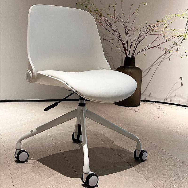 Photo 1 of BEEANDEE Foldable Armless Home Office Chair Within 5 Minutes Completely Easy Installation with Adjustable Height and 360 Degree Universal Wheels, Armless Cute Modern Chair for Office(White)
