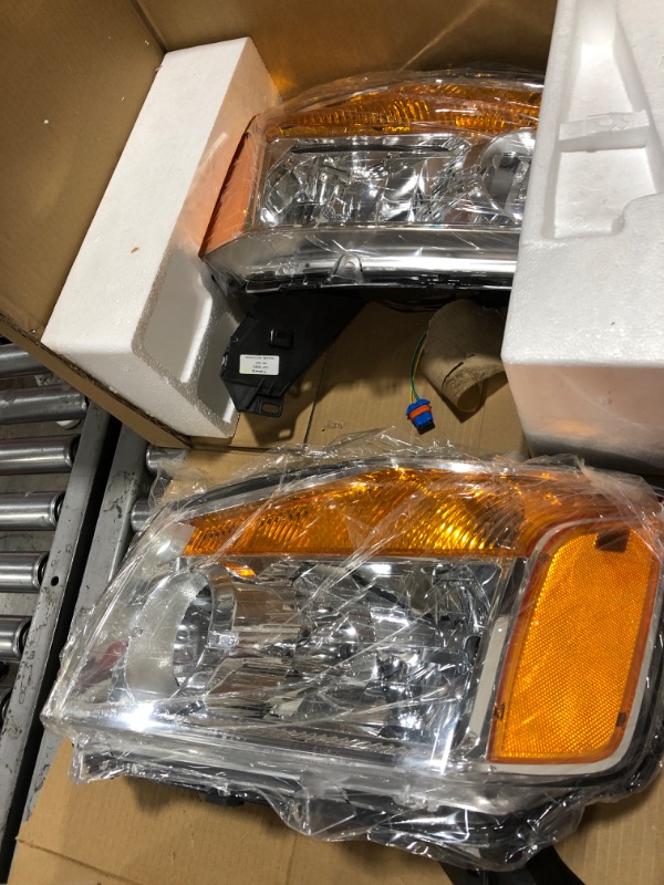 Photo 2 of AUTOSAVER88 Headlights Assembly Compatible with 2004-2015 04-15 Titan 2004 Pathfinder Armada 2005-2007 Armada Headlamp Replacement Chrome Housing Amber Reflector Pair 