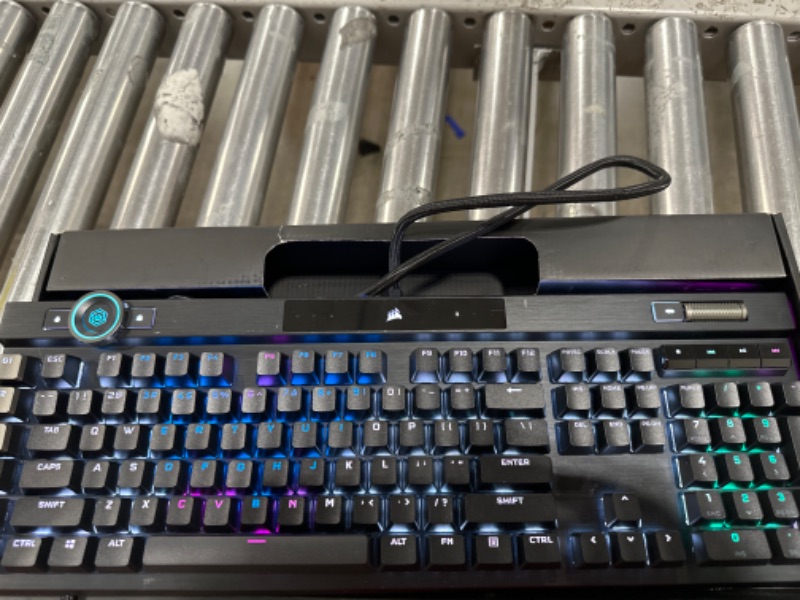 Photo 1 of Corsair K100 RGB Optical-Mechanical Gaming Keyboard - Corsair OPX RGB Optical-Mechanical Keyswitches - AXON Hyper-Processing Technology for 4X Faster Throughput - 44-Zone RGB LightEdge Optical Gaming Keyboard
