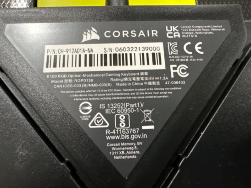 Photo 1 of Corsair K100 RGB Optical-Mechanical Gaming Keyboard - Corsair OPX RGB Optical-Mechanical Keyswitches - AXON Hyper-Processing Technology for 4X Faster Throughput - 44-Zone RGB LightEdge Optical Gaming Keyboard