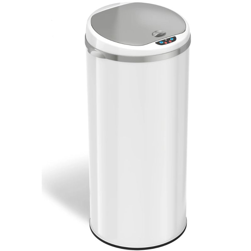 Photo 1 of 13 Gallon Ivory White Sensor Trash Can
