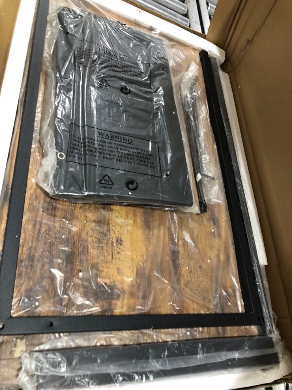 Photo 1 of LUFEIYA Small Computer Desk Study Table for Small Spaces Home Office 31 Inch Rustic Student Laptop PC Writing Desks with Storage Bag Headphone Hook,Brown 31.5 Brown