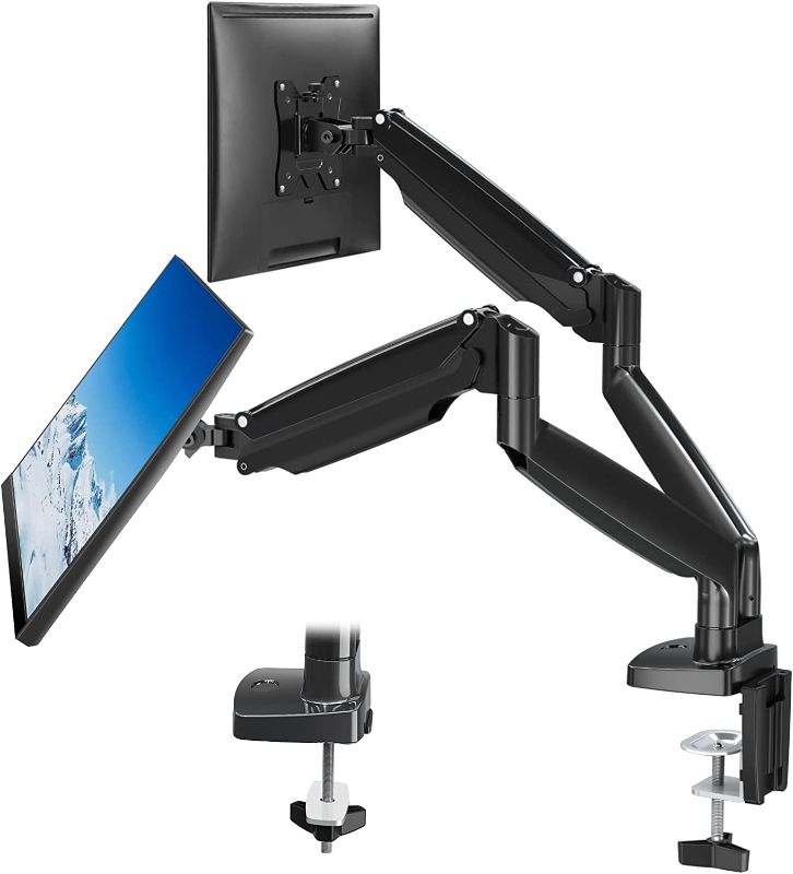 Photo 1 of MOUNTUP Ultrawide Dual Monitor Desk Mount for 2 Computer Screen Max 35 Inch, Adjustable Gas Spring Double Monitor Arm