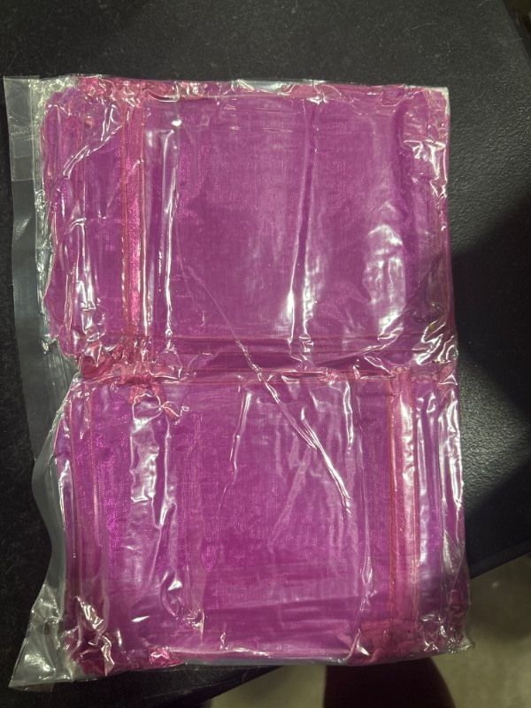 Photo 1 of 100pcs 4x6 Inches Hot Pink Sheer Organza Drawstring Bags, Mixed Color Mesh Organza Wedding Birthday Party Favor Bags, Candy Bags, Jewelry Gift Pouch Bags for Bridal or Baby Shower, Gift, Makeup 100pcs Hot Pink Organza Bags 4x6 Inches