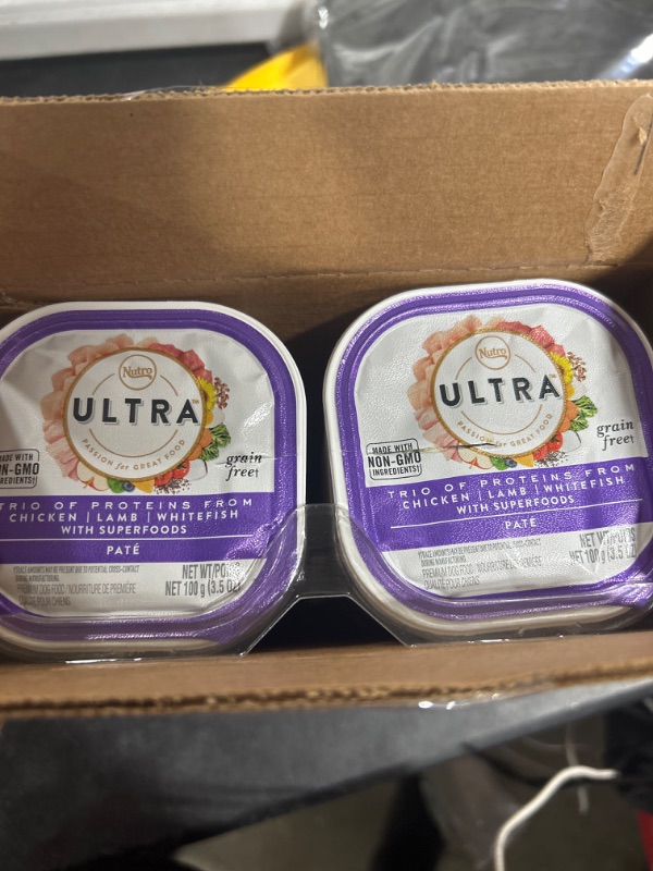 Photo 1 of NUTRO ULTRA Senior Grain Free Soft Wet Dog Food, Trio of Proteins Chicken, Lamb & Whitefish Paté with Superfoods, (24) 3.5 oz. Trays
BEST BY APRIL 2023