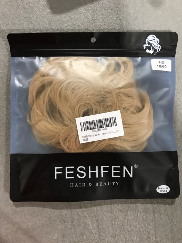 Photo 2 of FESHFEN Messy Bun Hair Piece Hair Bun Scrunchies Synthetic Warm Blonde Wavy Chignon Ponytail Hair Extensions Thick Updo Hairpieces for Women Girls 1PCS 18/60# Warm Blonde