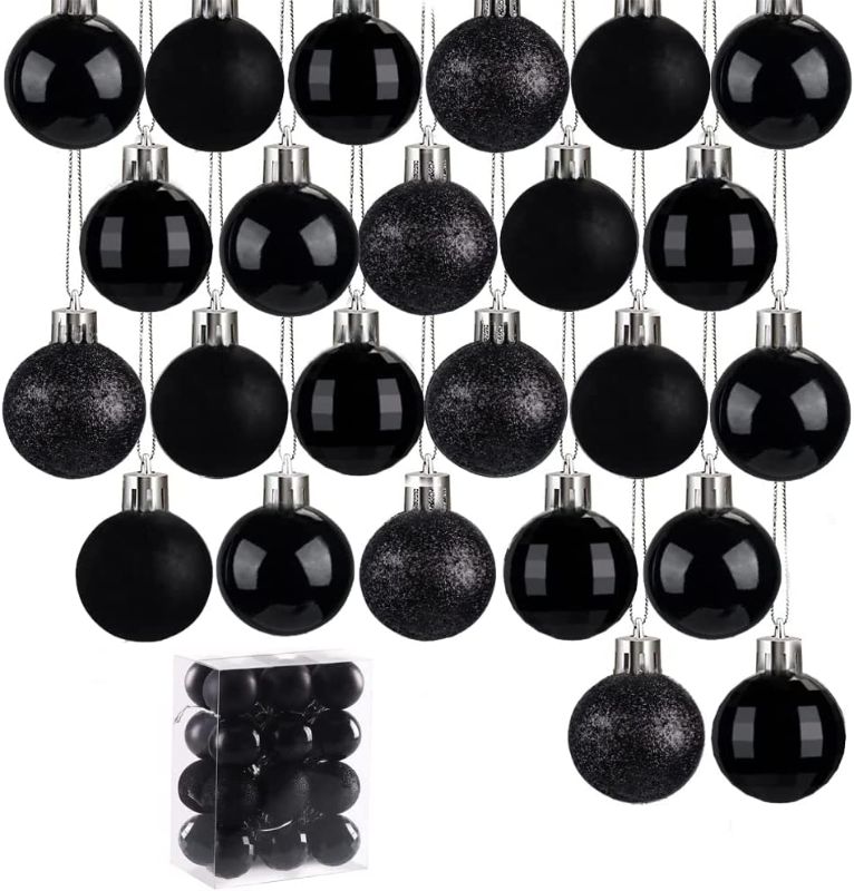 Photo 1 of 24Pcs Christmas Ball Ornaments Set, 1.57" Mini Balls Ornaments, Christmas Tree Decoration Balls, Hanging Decoration for Christmas Holiday Wedding Party(Black) 