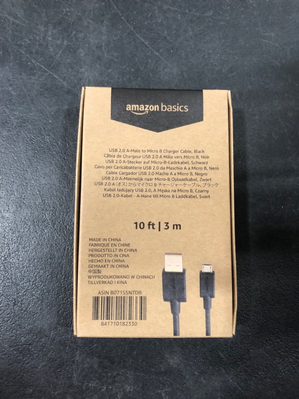 Photo 2 of Amazon Basics USB 2.0 A-Male to Micro B Cable, 10 feet, Black