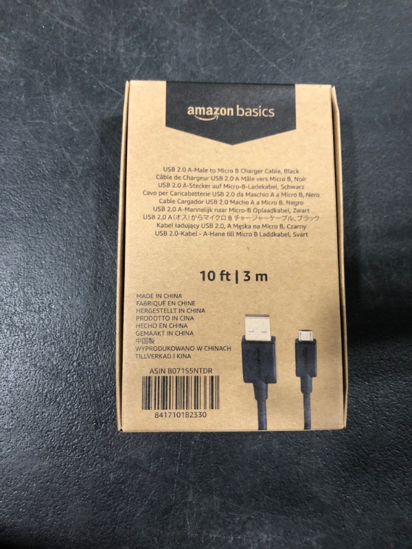 Photo 2 of Amazon Basics USB 2.0 A-Male to Micro B Cable, 10 feet, Black