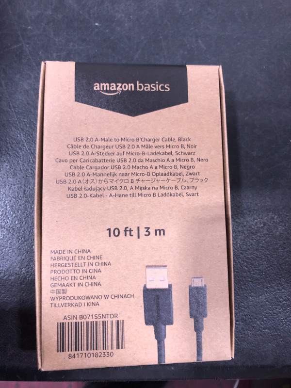 Photo 2 of Amazon Basics USB 2.0 A-Male to Micro B Cable, 10 feet, Black