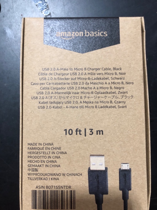 Photo 2 of Amazon Basics USB 2.0 A-Male to Micro B Cable, 10 feet, Black