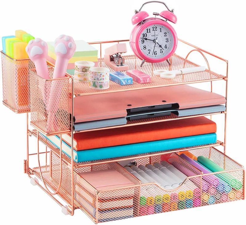 Photo 1 of Rose Gold Desktop File Organizer