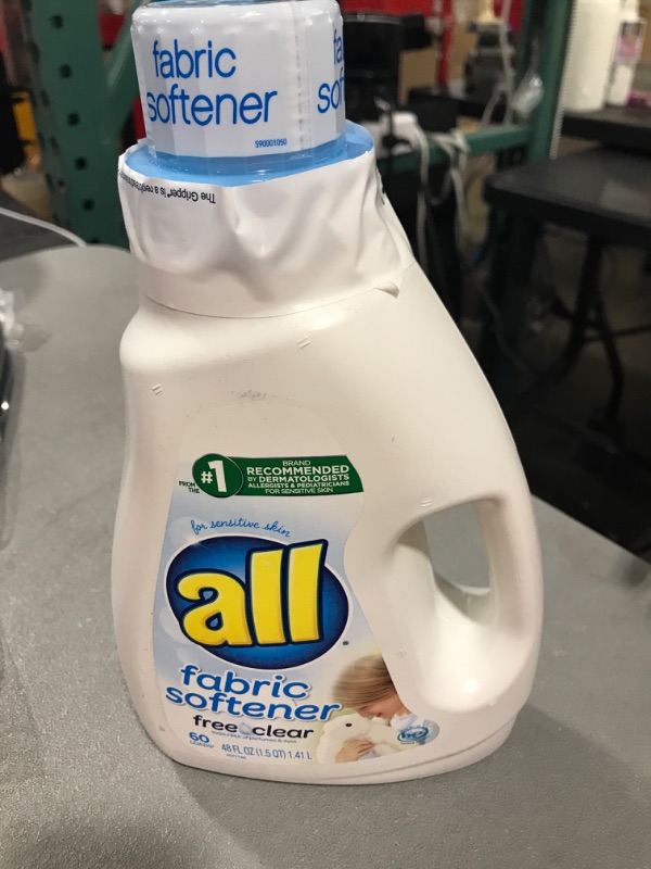 Photo 1 of all Liquid Fabric Softener for Sensitive Skin, Free Clear, 48 Fluid Ounces, 60 Loads Fabric Softener 48 Fl Oz (Pack of 1)
