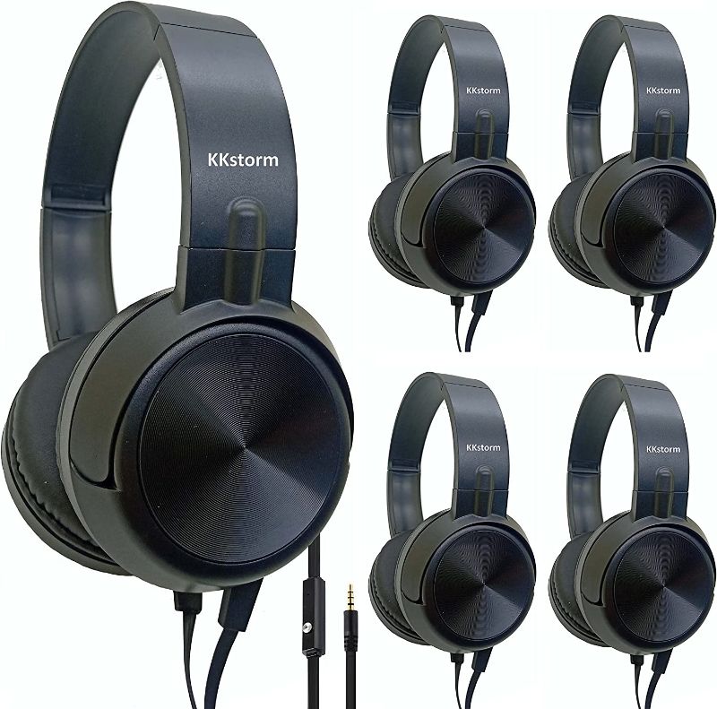 Photo 1 of kkstorm tan Headphones for Kids: Headset Microphone for pc Headset with Microphone for Laptop Headset with Microphone Office (906B Black mic 5 PCAK) 