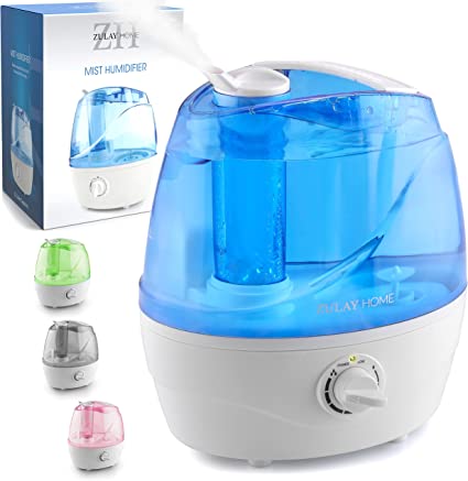 Photo 1 of Zulay Cool Mist Humidifiers (2.2L Water Tank) - Quiet Ultrasonic Humidifiers For Bedroom with Auto-Shutoff Feature - Air Humidifier For Plants, Babies Nursery and Kids Room (Blue)