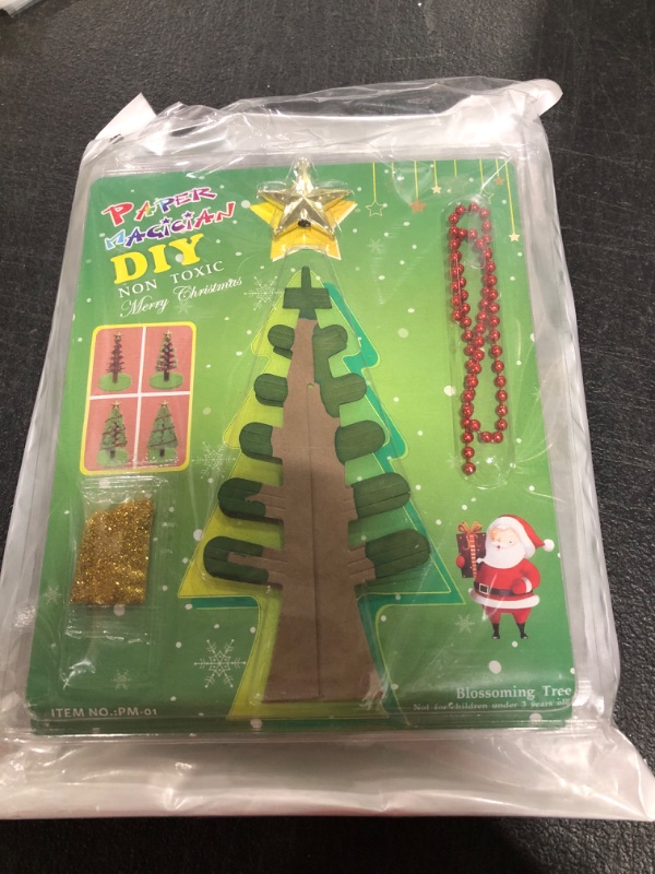 Photo 2 of 2Pcs Magic Growing Crystal Christmas Tree, Growing Christmas Tree for Kids DIY Crystal Grow Christmas Tree Xmas Birthday Gift