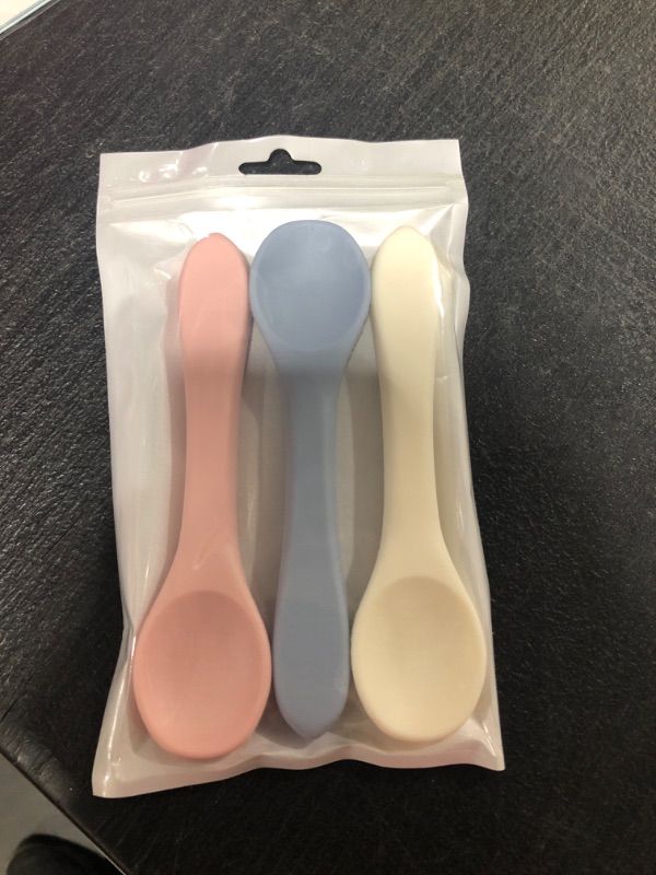 Photo 2 of HIWOOD Baby Led Weaning Spoons | First and second Stage Self Feeding Toddler Utensils Set | BPA Free barrier Anti-Choke Baby Silicone Spoon | For Ages 6 Months+ Style 1