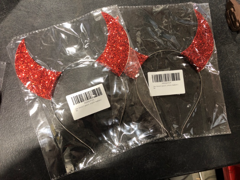 Photo 2 of Bonnie Z. Leonardo Sequin Devil Horns Headband-L Red Shining Red- 2 pack